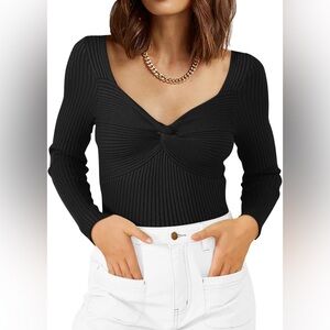 NWT Abercrombie & Fitch Twist Front Sweater Top - Black - XS